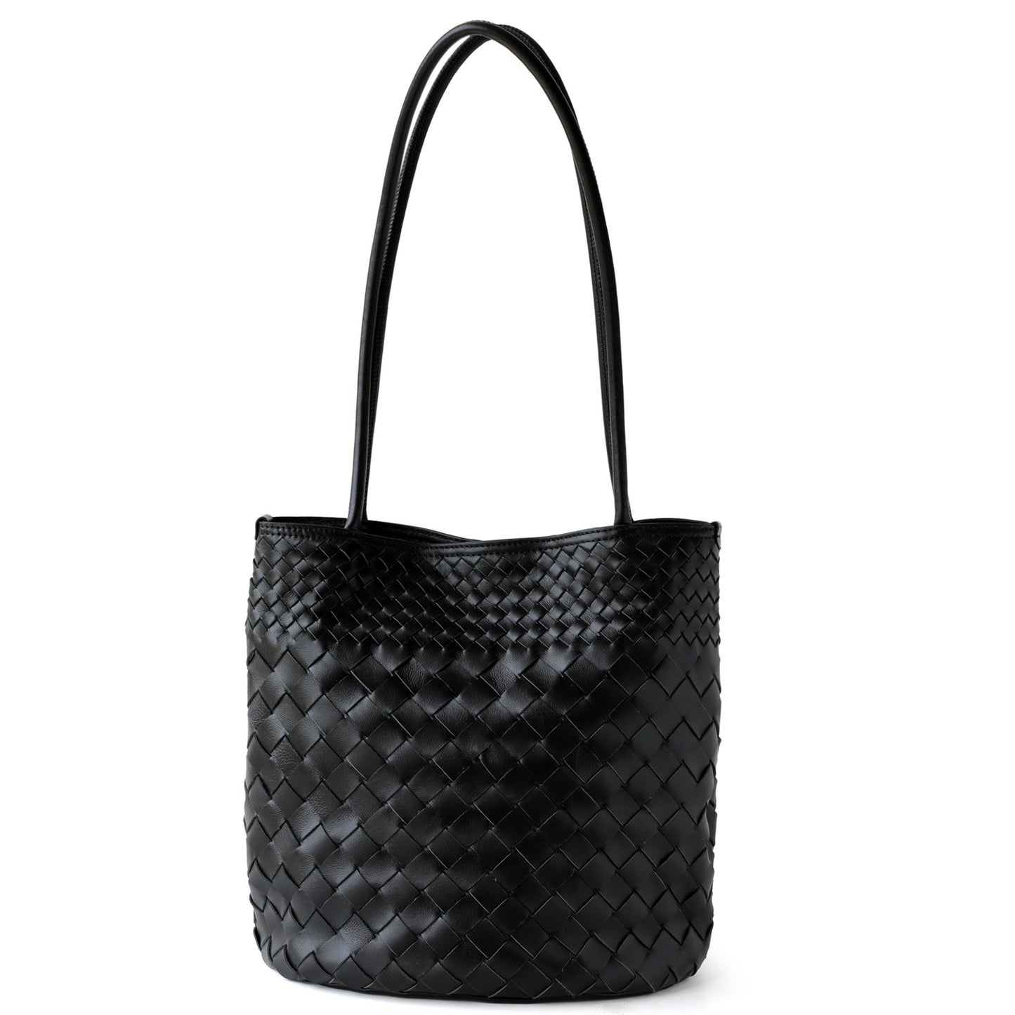 Sheepskin Woven Bucket Bag for Women Large Capacity Commuter Shoulder Handbag, Multi-Compartment Versatile Purse with Premium Artisan Texture