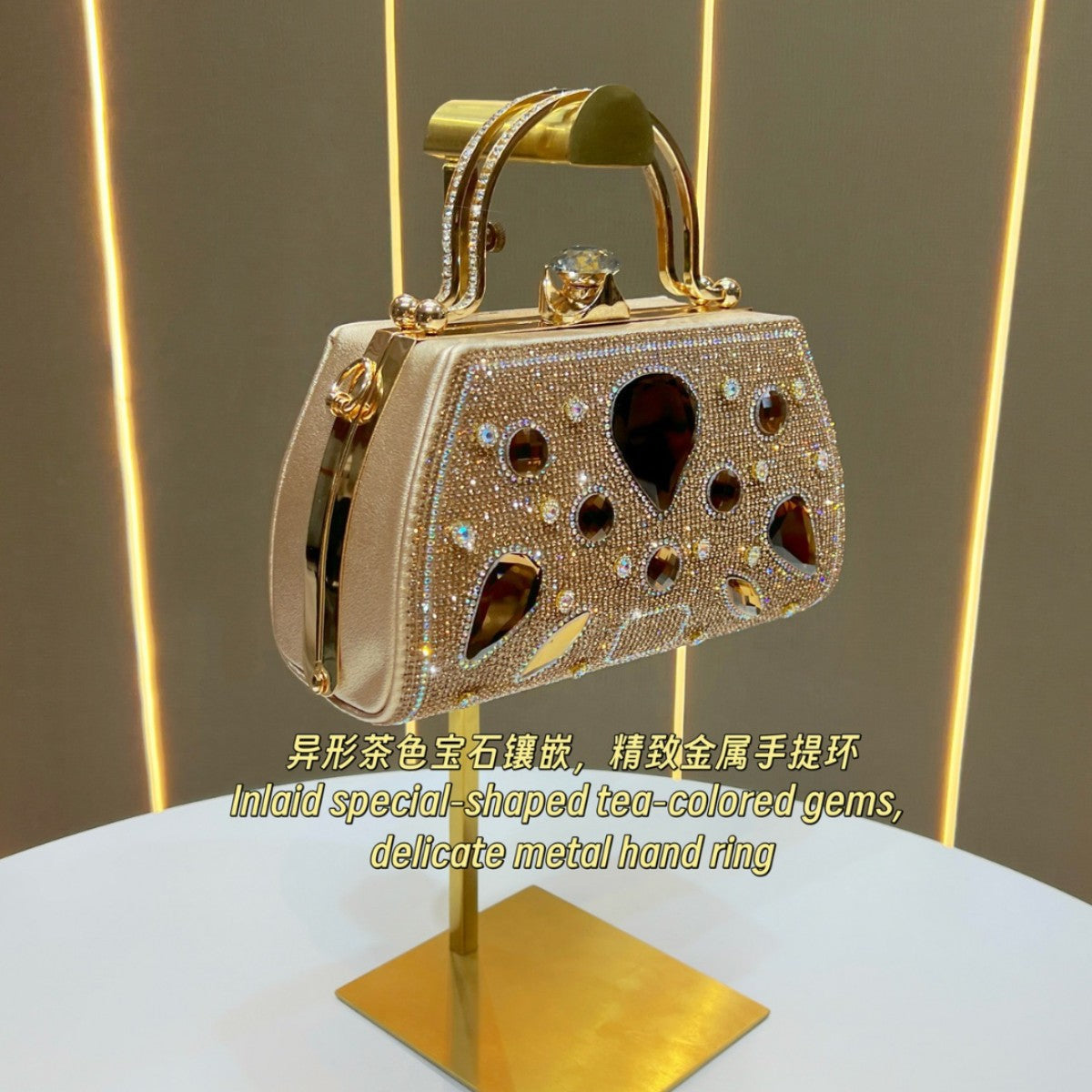 Dazzling Rhinestone-Embellished Evening Bag for Women, A Glamorous Luxurious Top-Handle Handbag with Versatile Crossbody Shoulder Strap, Perfect for Banquets Weddings & Formal Gowns