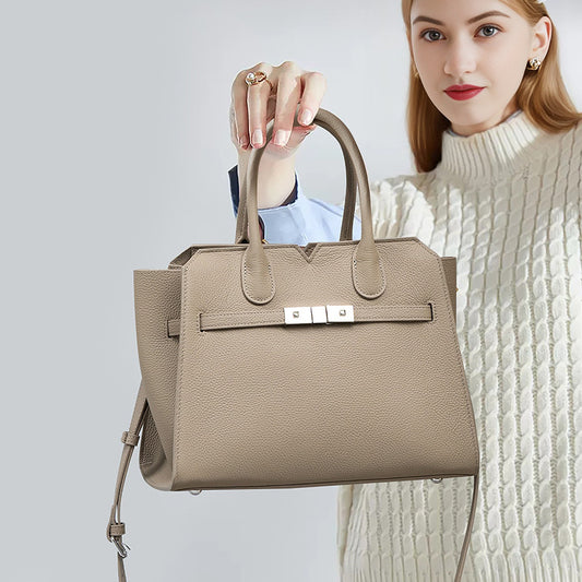 Chic Cowhide Birkin-Inspired Tote Bag for Women, Versatile Genuine Leather Shoulder Crossbody Handbag with Large Capacity & Premium Sophisticated Design, Everyday Purse