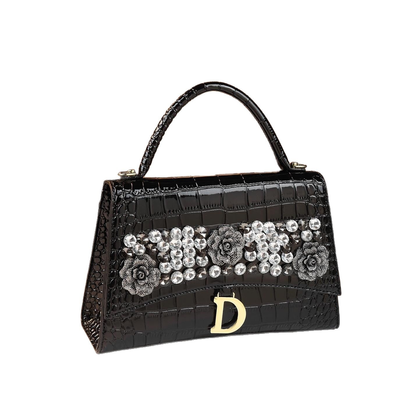 New Arrival French Style Hourglass Bag for Women, A Light Luxury Croc-Effect Shoulder Crossbody Top-Handle Handbag with Elegant Versatile Design