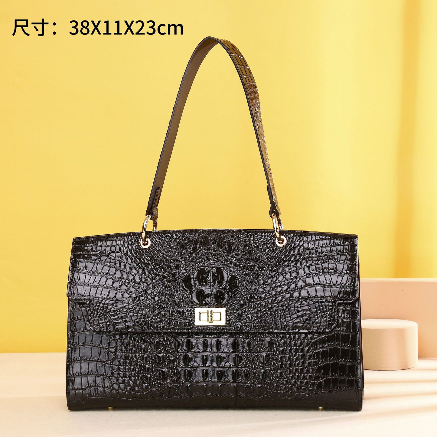 New Arrival Croc-Effect Shoulder Bag for Women, A Fashionable Top-Handle Flap Handbag with Casual Outdoor Trendy Design