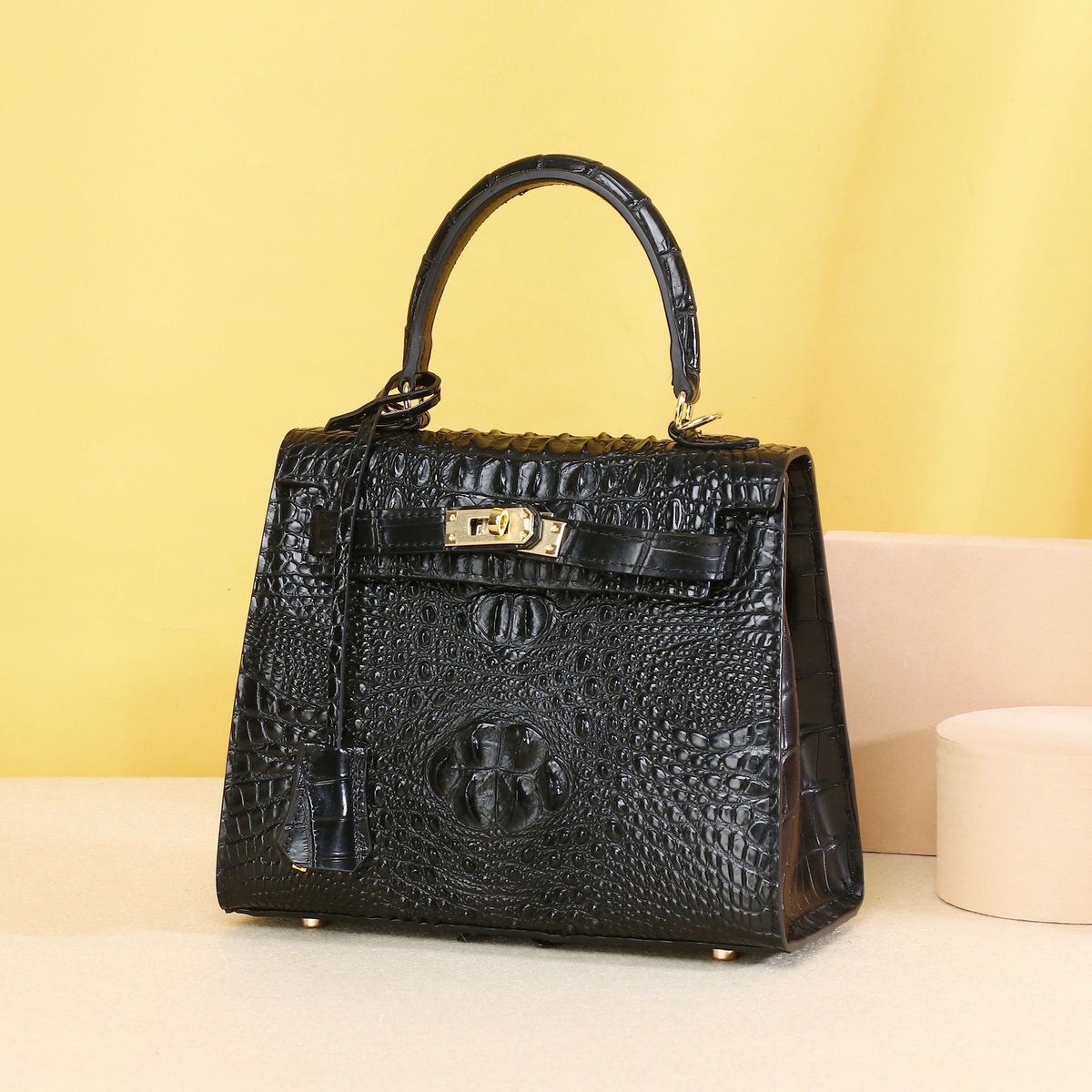 Elegant Croc-Embossed Birkin-Inspired Tote Bag for Women, Large Capacity Wristlet Handbag with Classic Versatile Design, Perfect for Everyday Style