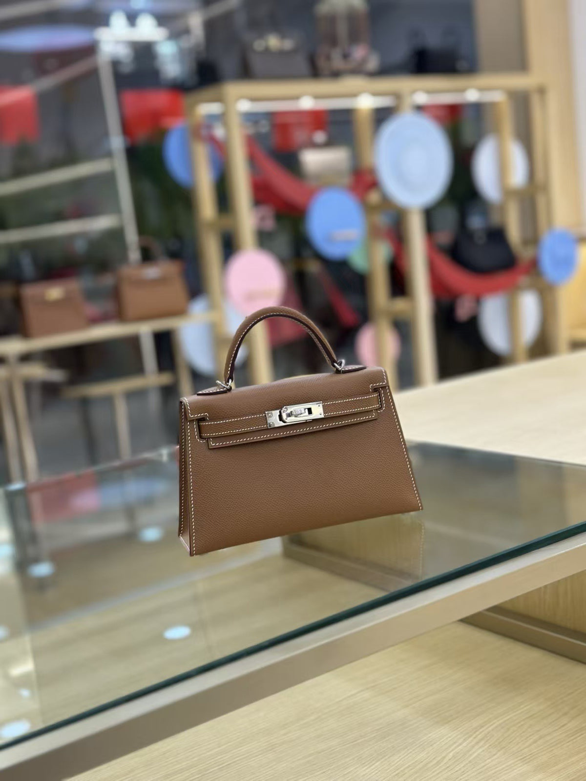 Genuine Leather Handmade Waxed Thread Mini 2nd Gen Kelly-Style Bag for Women, Classic Palm Texture Shoulder Crossbody Top Handle Purse, Premium Handbag for Ladies