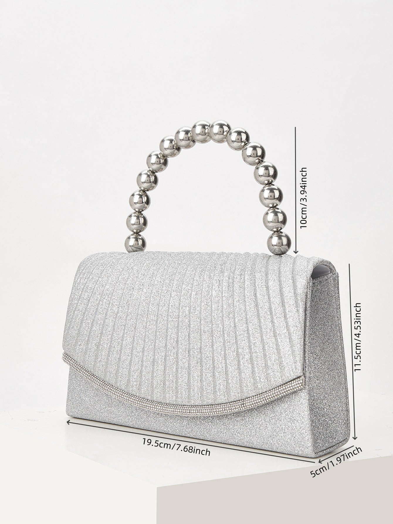 Satin Beaded Evening Clutch for Women, New Elegant Flap Top Handle Purse, Perfect Banquet Formal Gown Handbag for Ladies