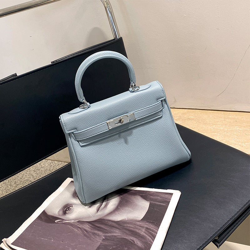 Genuine Leather Kelly-Style Large Capacity Handbag for Women, New Arrival Top Handle Crossbody Purse, Premium Commute Bag with Elegant Light Luxury Style for Ladies