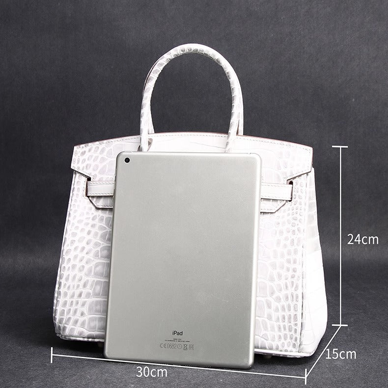 Premium Croc-Embossed Birkin-Inspired Tote Bag for Women, Genuine Leather with Spacious Large Capacity, Versatile Shoulder Top-Handle Crossbody Handbag for Commute & Everyday Style