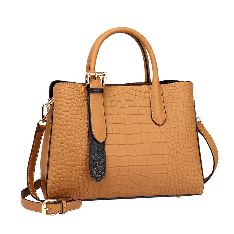 New Arrival Lady-Inspired Croc-Effect Genuine Leather Bag for Women, A Minimalist Crossbody Shoulder Top-Handle Handbag with Versatile Fashionable Design 6058