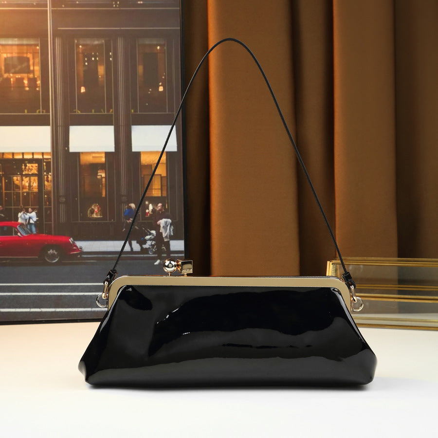 Glossy Round Ball Metal Clip Baguette Bag for Women Large Capacity Evening Shoulder Handbag, Premium Statement Purse with Shiny Hardware Accent