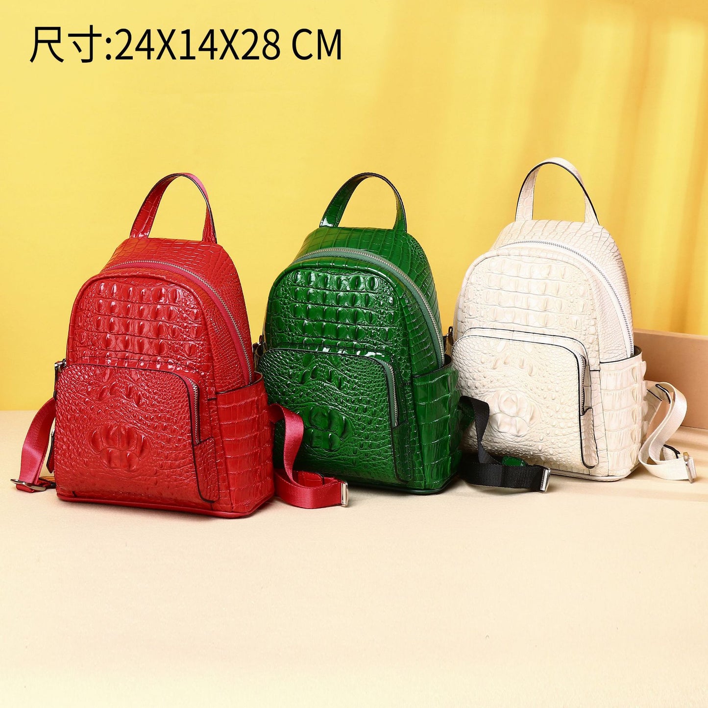 New Arrival Croc-Effect Women's Backpack, A High-End Classic Fashionable Outdoor Daypack with Top Handle, Perfect for School & Travel