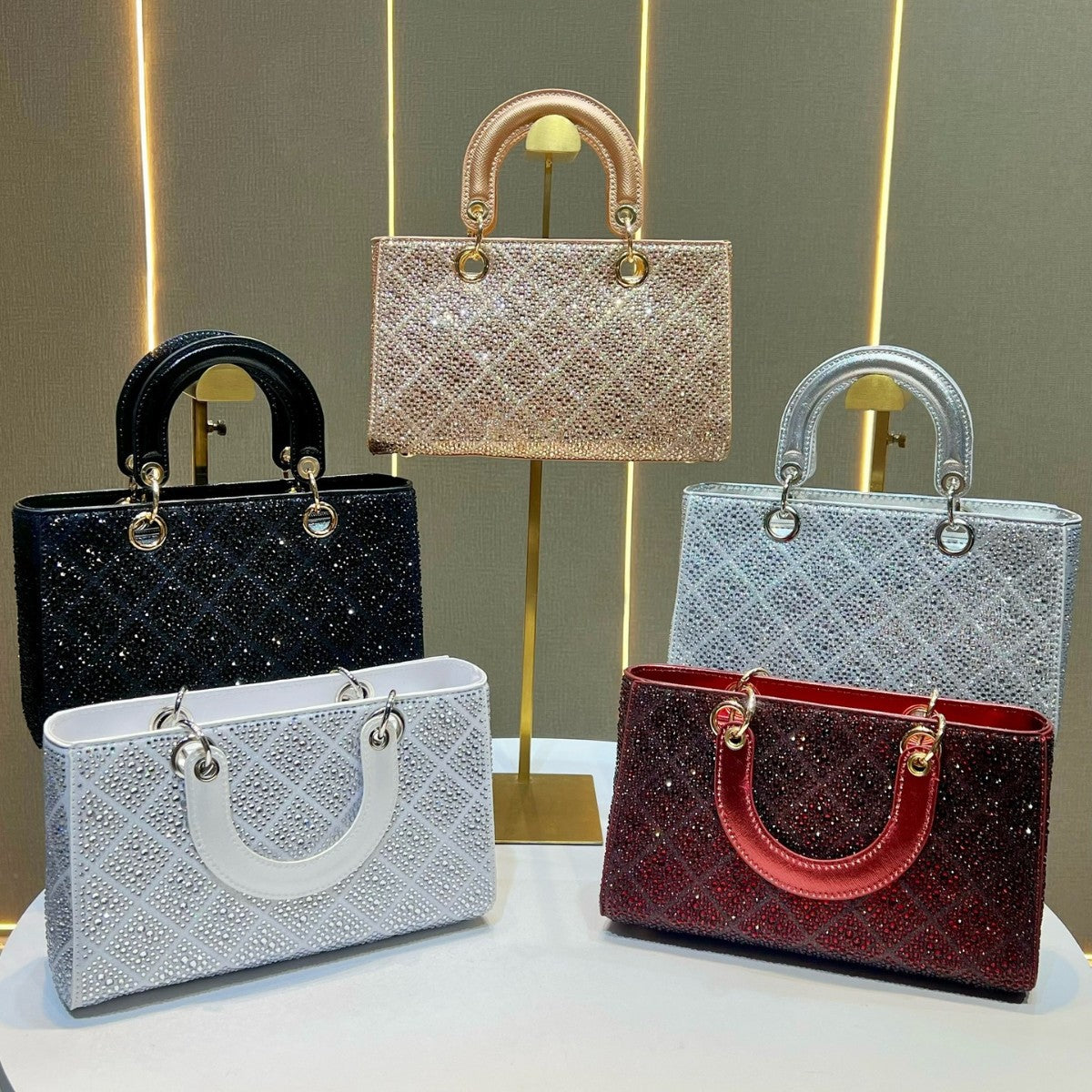 Dazzling Rhinestone-Embellished Lady-Style Bag for Women, A Crystal-Studded Crossbody Shoulder Top-Handle Handbag, Perfect for Banquets Evening Parties & Formal Events