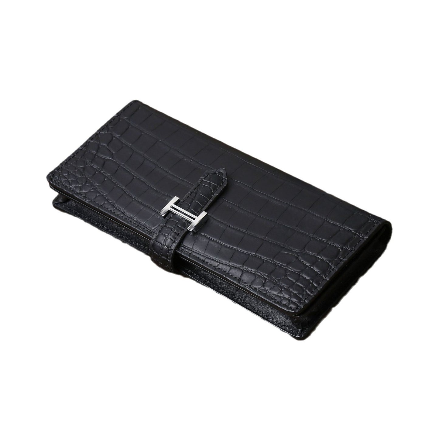 New Arrival Matte Croc-Effect Suit Clutch Wallet for Men & Women, A Multi-Functional Card Holder with Snap Closure & Multiple Card Slots, Perfect Business Accessory