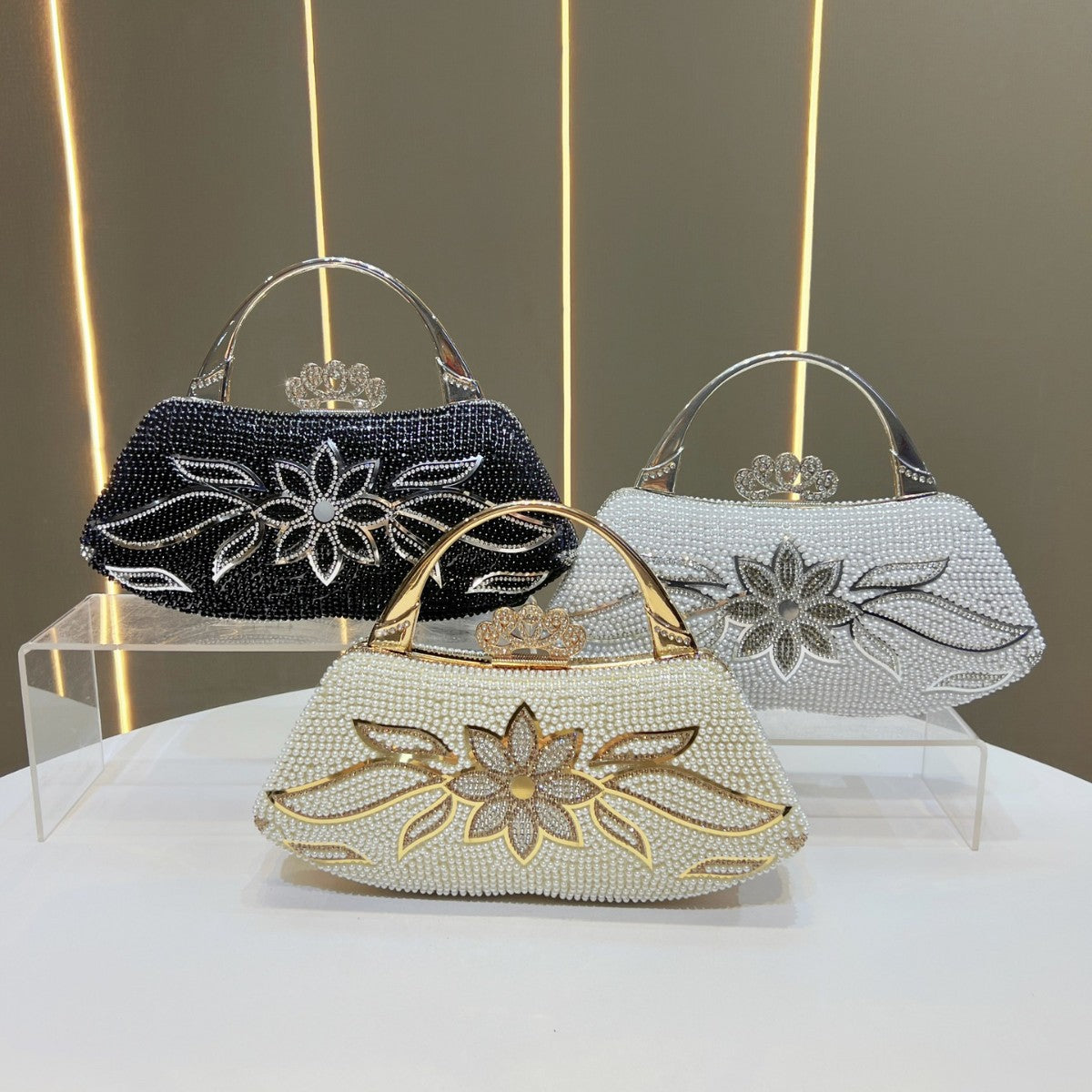 Elegant Wedding Evening Clutch Bag for Women, Fairy Top Handle Purse, Premium Banquet Handbag, Gown Party Dress Handbag for Ladies