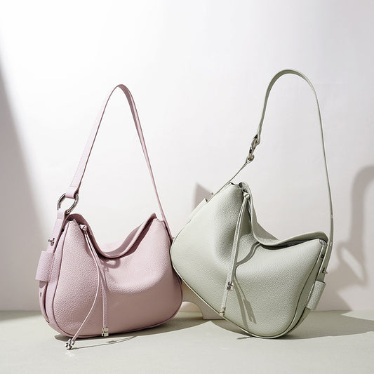 Genuine Top Layer Cowhide Underarm Bag for Women, Niche Fashionable Versatile Shoulder Crossbody Top Handle Purse, Premium Commute Handbag for Ladies
