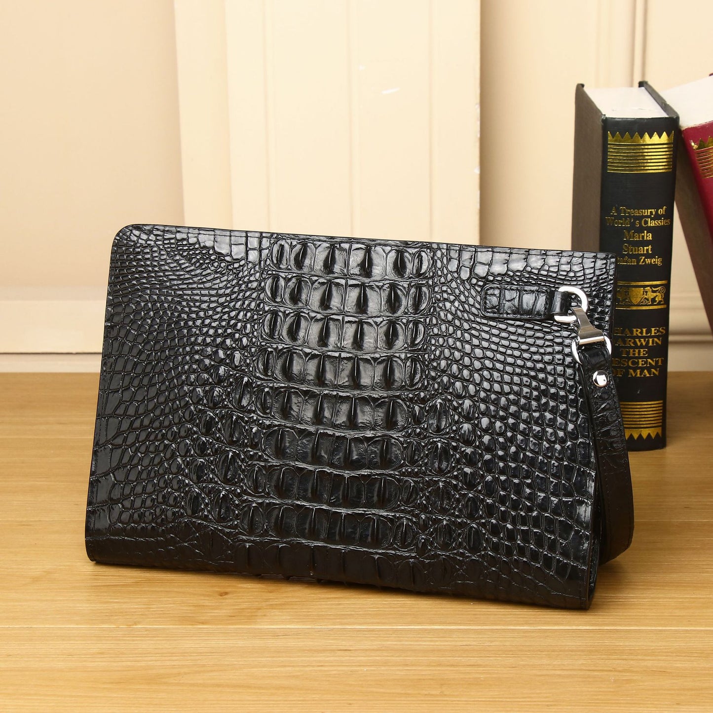 New Arrival Croc-Effect Large Clutch Bag for Men, A High-End Envelope Wallet with Casual Business Design, Perfect Document Organizer