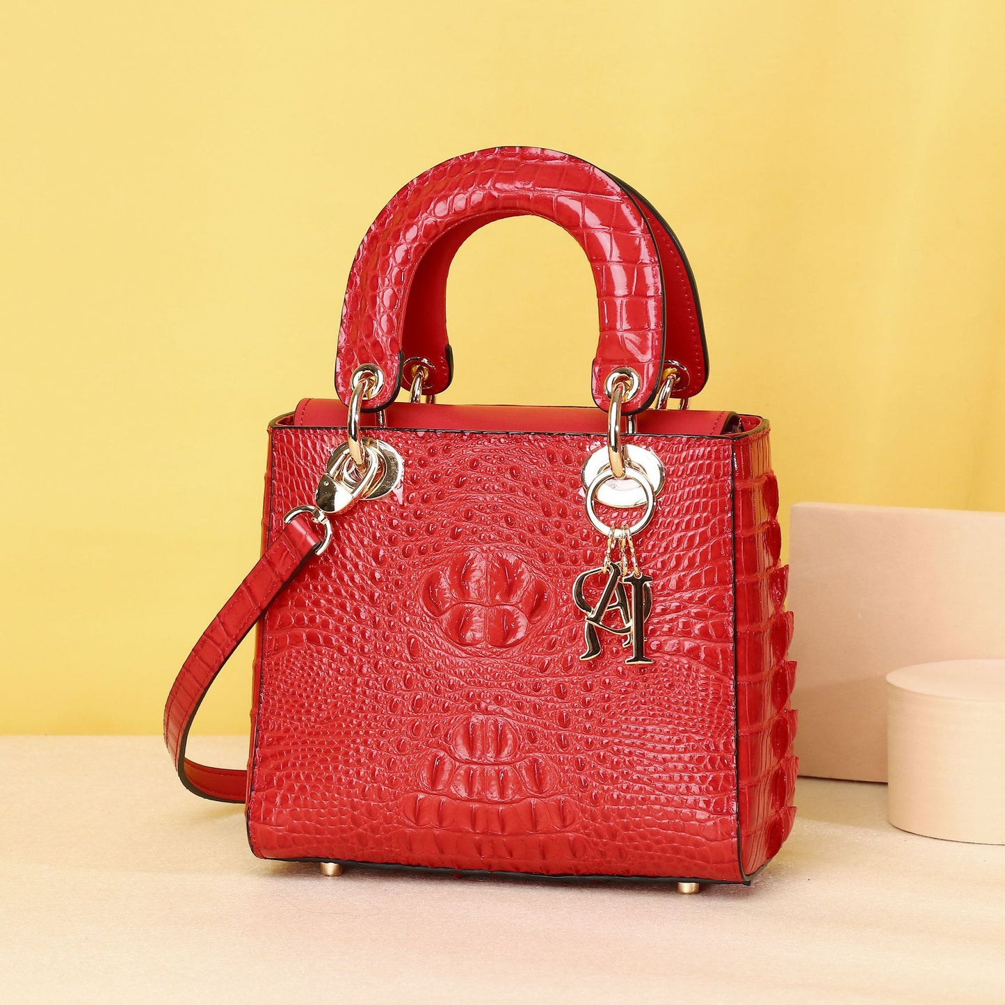 New Arrival Classic Croc-Effect 20cm Lady-Inspired Bag for Women, A Top-Handle Crossbody Shoulder Handbag with Fashionable Mini Design