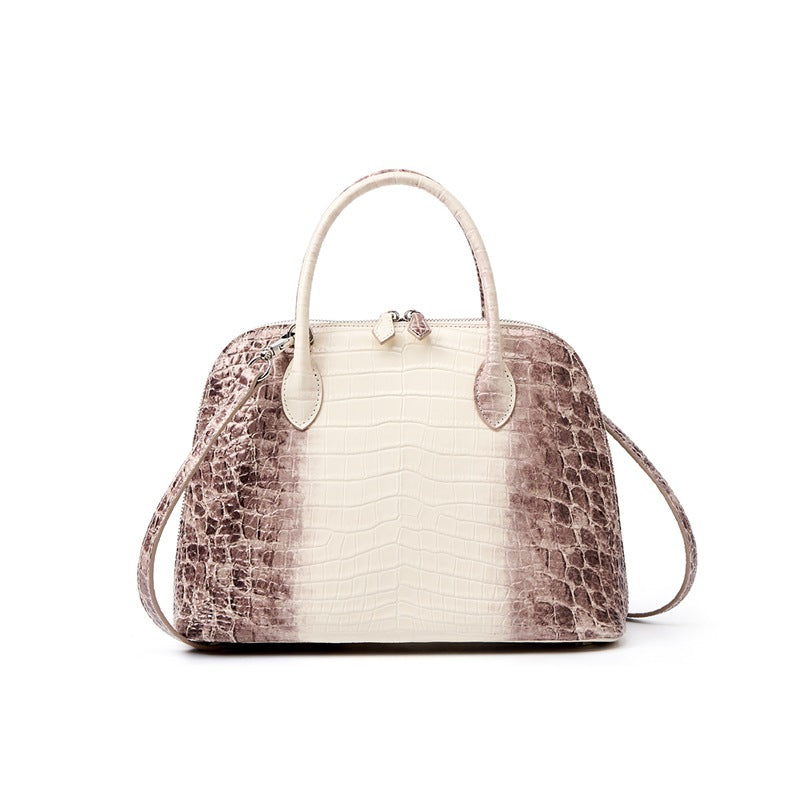 Women's Top-Layer Cowhide Croc-Effect Shell Tote Bag, Large Capacity Top-Handle Crossbody Commuter Handbag with Premium Design, Ideal Gift