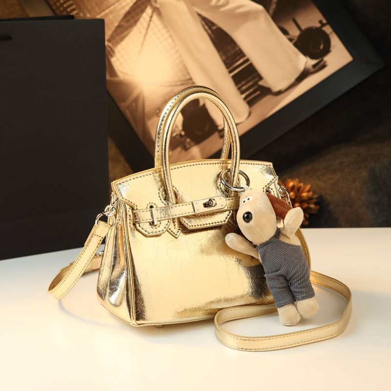 New Arrival Minimalist Birkin-Inspired Tote Bag for Women, Premium Genuine Leather Top-Handle Shoulder Crossbody Handbag with Stylish Charm Detail, Versatile Everyday Purse