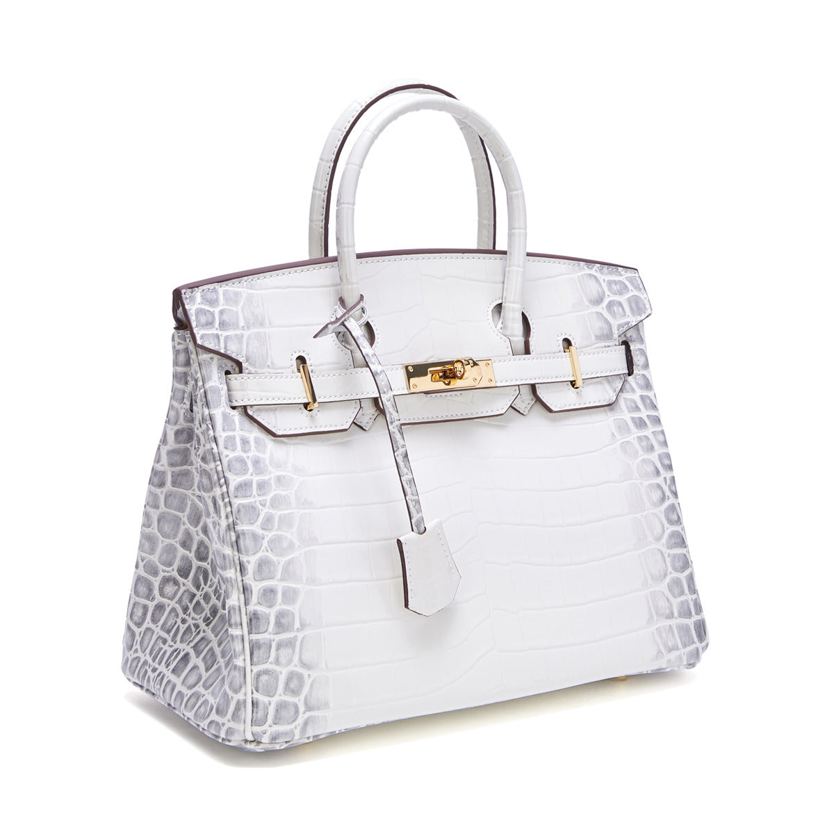 Genuine Leather Crocodile-Embossed Birkin-Style Bag for Women, Structured Large Commute Top Handle Shoulder Crossbody Purse, Versatile Everyday Handbag for Ladies