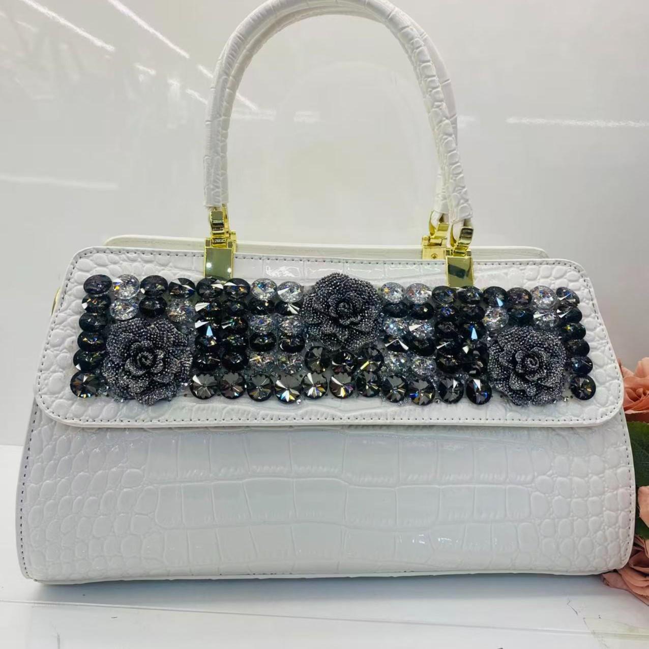 New Arrival 2026 Rhinestone-Embellished Croc-Effect Mom Bag for Women, An Elegant Large Capacity Shoulder Crossbody Top-Handle Handbag with Premium Design