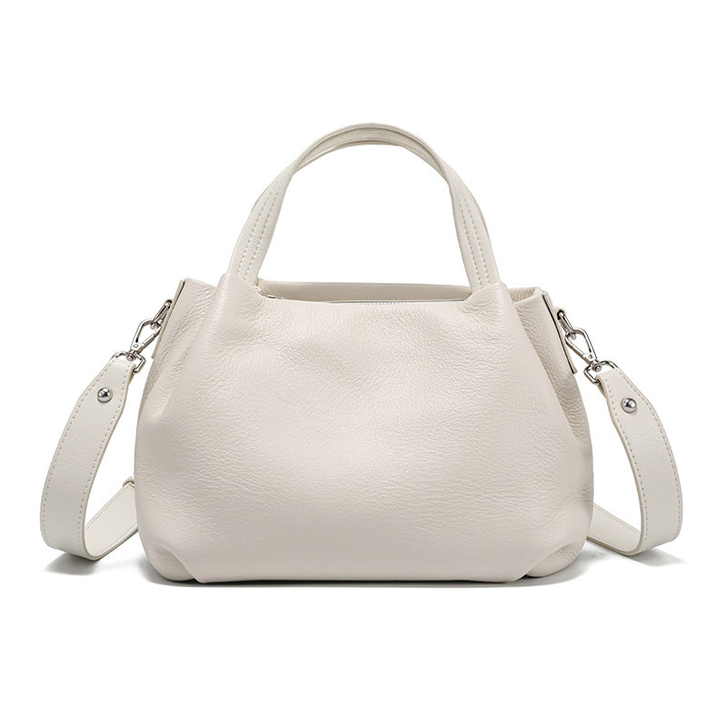 Pleated Cloud Tote Bag for Women Top Layer Cowhide Large Capacity Shoulder Crossbody Handbag, Soft Textured Purse with Versatile Practical Design