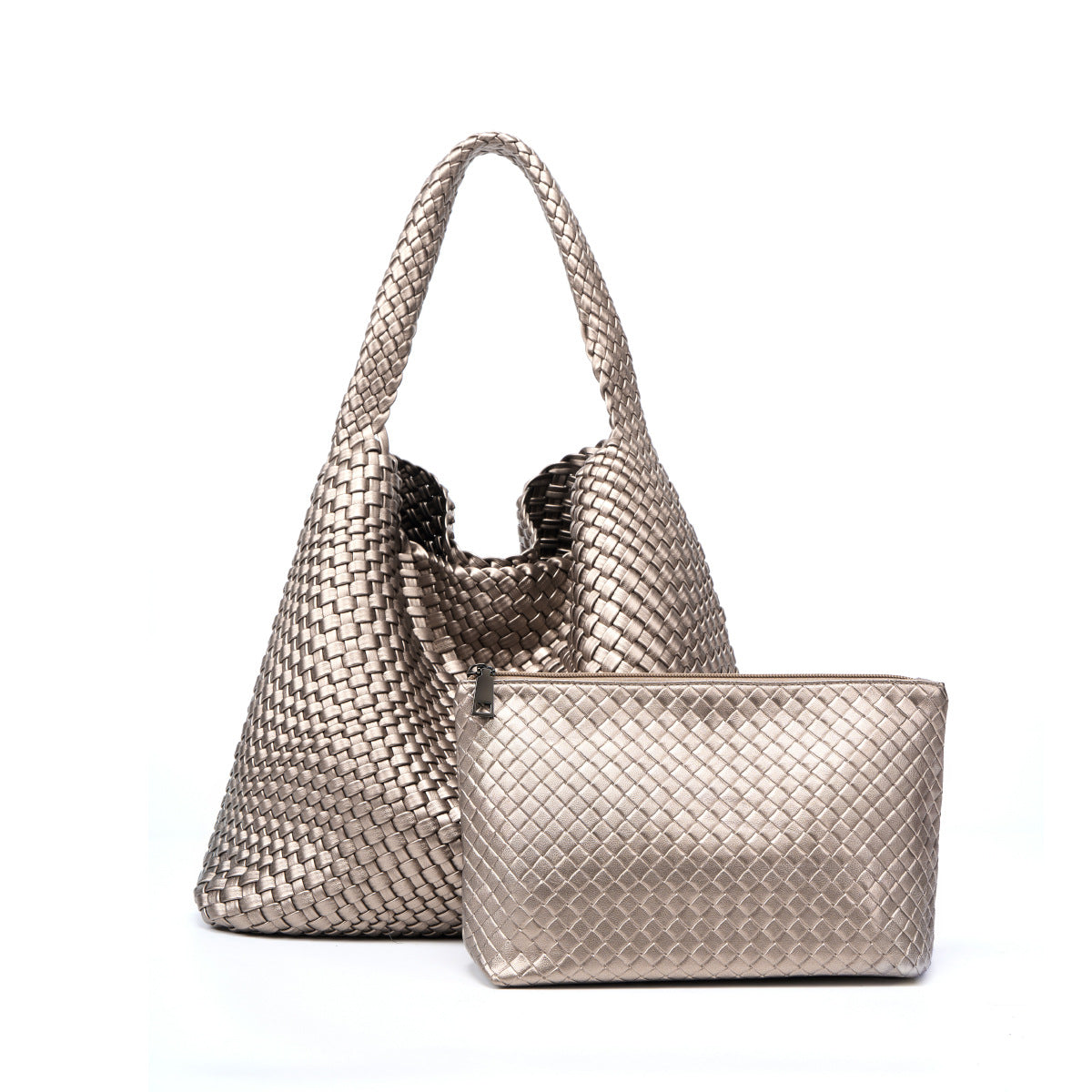Handwoven Korean Style Large Capacity Mother-Child Bag, Casual Shoulder Top Handle Underarm Purse, Fashionable Handbag for Women