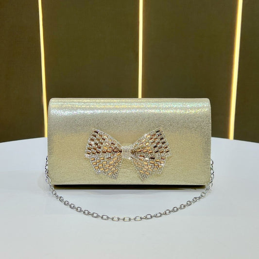 Women's Vintage Bow Evening Clutch, Exquisite Top-Handle Crossbody Shoulder Bag for Banquet, Premium Elegant Purse for Formal Occasions