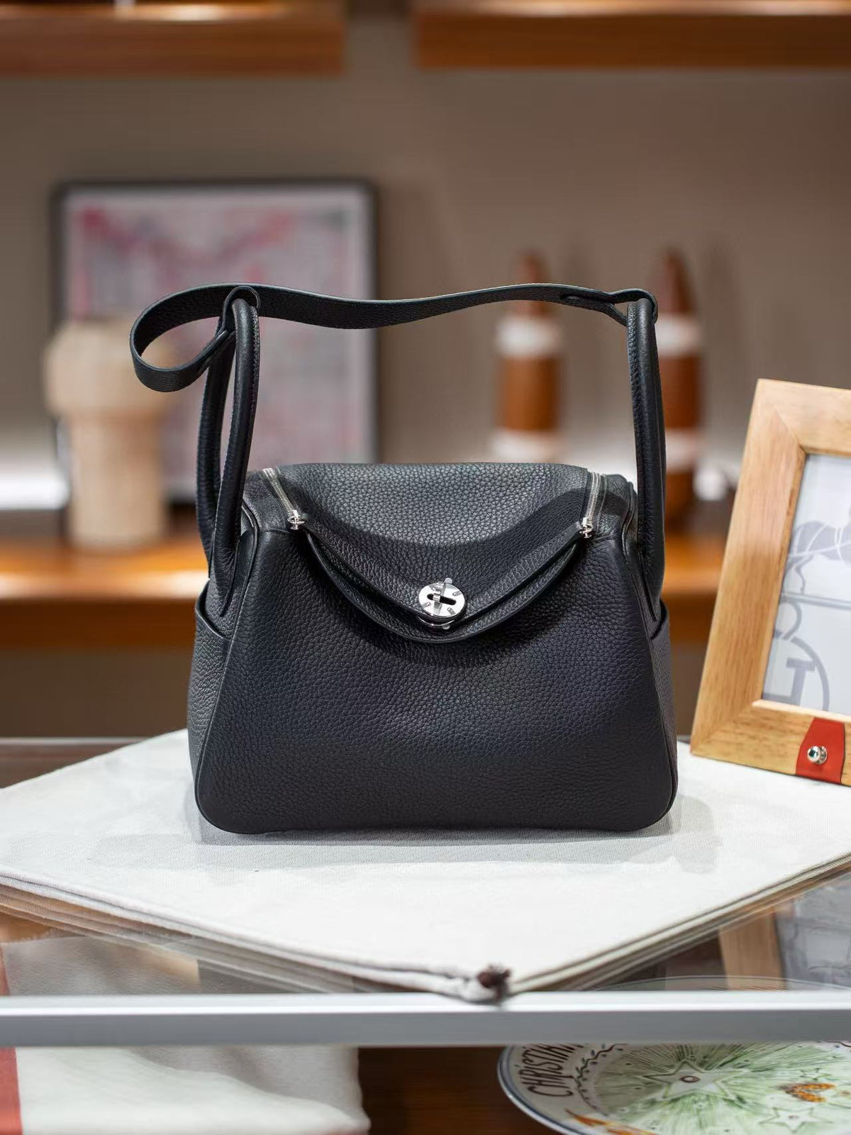Genuine TC Calfskin Leather Lindy-Style Bag for Women, Peige Artisan Full Steel Hardware Shoulder Purse, Premium Leather Handbag in 19/26/30 Sizes for Ladies