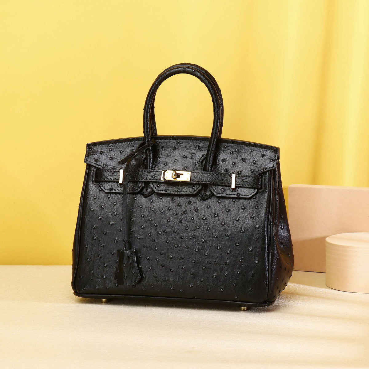 Chic Ostrich-Embossed Birkin-Inspired Tote Bag for Women, Premium Genuine Leather Shoulder Crossbody Handbag with Light Luxury Feel, Trendy Everyday Purse