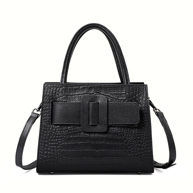Genuine Leather Crocodile-Embossed Tote Handbag for Women, Trendy Niche Designer Shoulder Crossbody Top Handle Purse, Fashionable Bag for Ladies