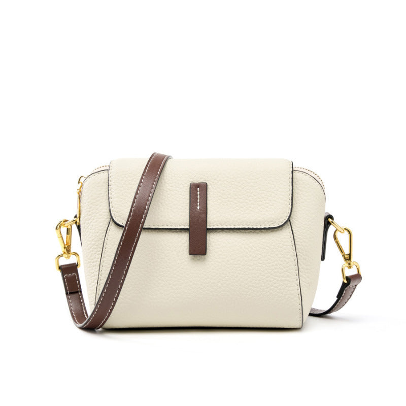 White Genuine Leather Shoulder Crossbody Bag, Spring Summer Niche Designer Versatile Purse, Stylish Handbag for Women