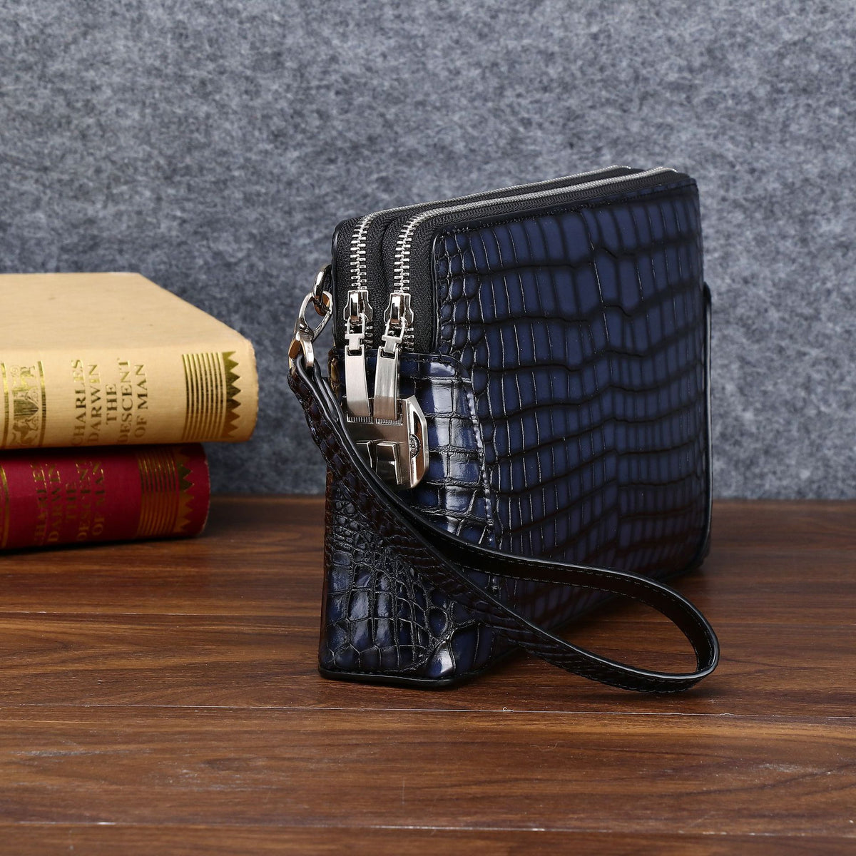 New Arrival Distressed Croc-Effect Large Clutch Bag for Men, A Multi-Functional Business Handheld Organizer with Combination Lock & Spacious Capacity