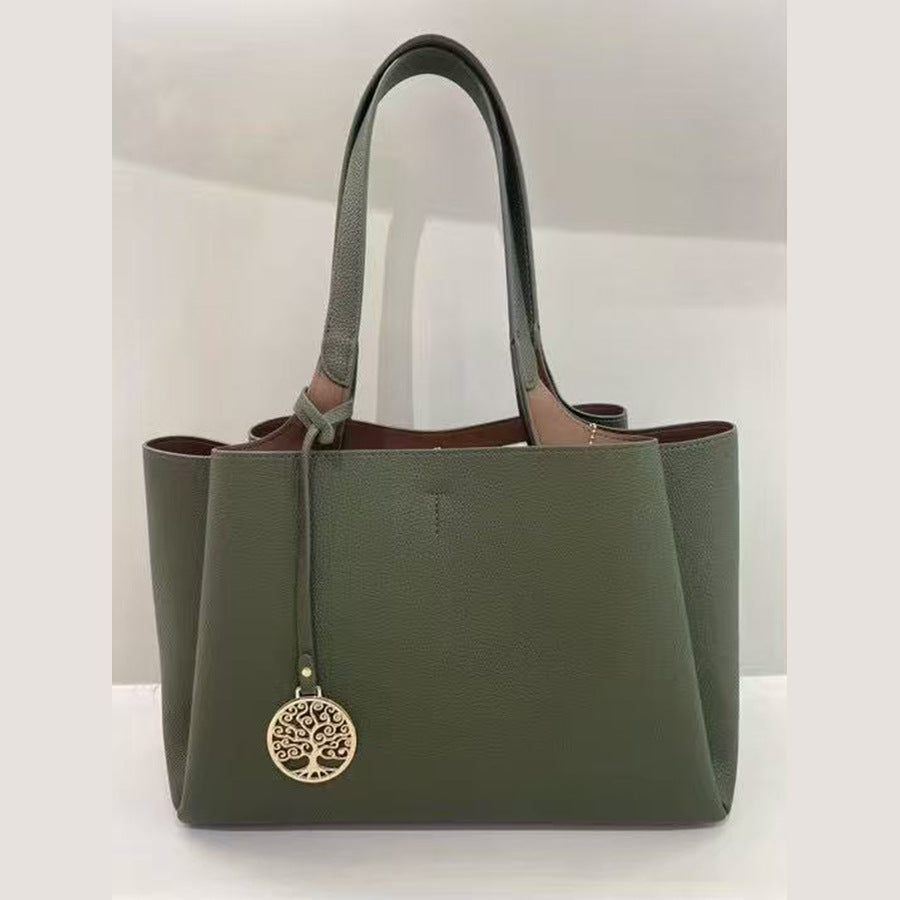 Pebble Grain Underarm Shoulder Bag for Women Light Luxury Long Strap Purse with Metal Charm, Large Capacity Versatile Everyday Handbag