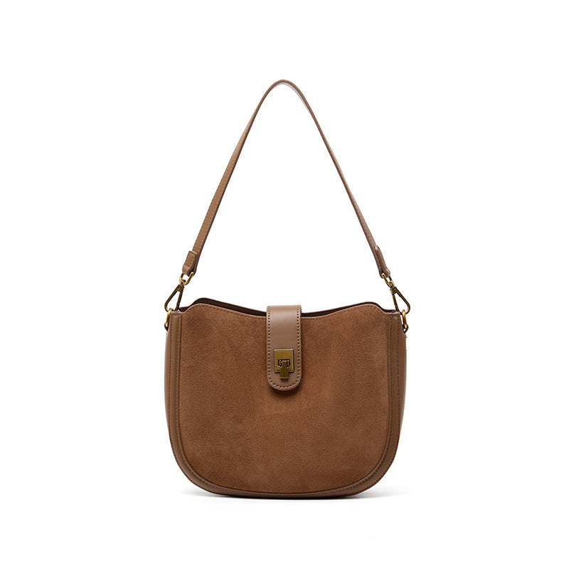 Genuine Leather Vintage Saddle Bag for Women, New Niche Design Commute Shoulder Crossbody Top Handle Purse, Premium Versatile Everyday Handbag for Ladies