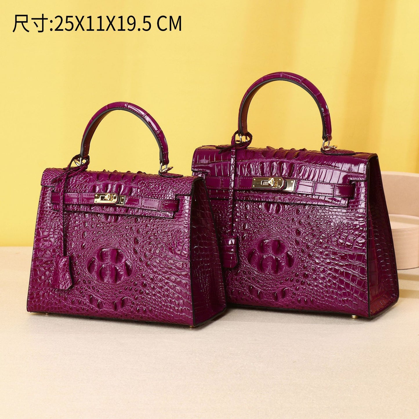 New Arrival Classic Croc-Effect Kelly-Inspired Bag for Women, A Versatile Top-Handle Crossbody Shoulder Handbag with High-End Outdoor Design