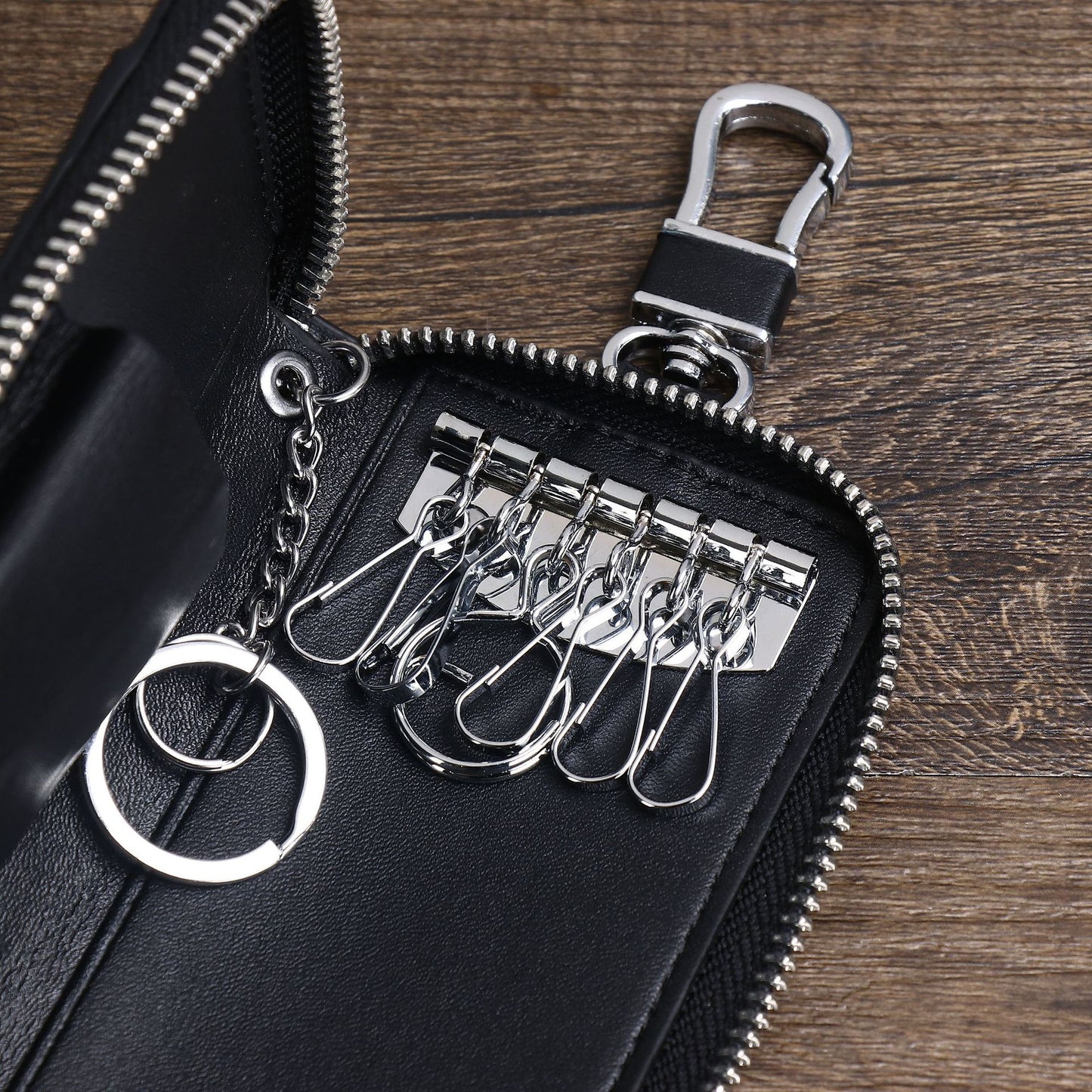 New Arrival Matte Croc-Effect Key Holder Pouch, A Large Capacity Multi-Functional Key Chain Wallet with Key Ring & Practical Compact Design