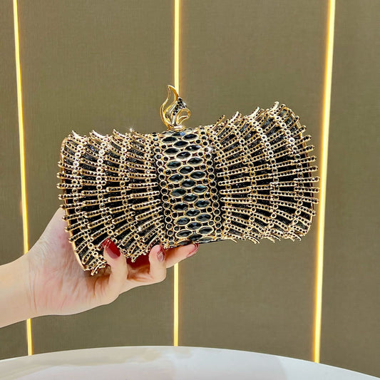 Women's Rhinestone-Embellished Evening Clutch, Full Crystal Banquet Top-Handle Crossbody Bag for Formal Dress, New Fashion Purse