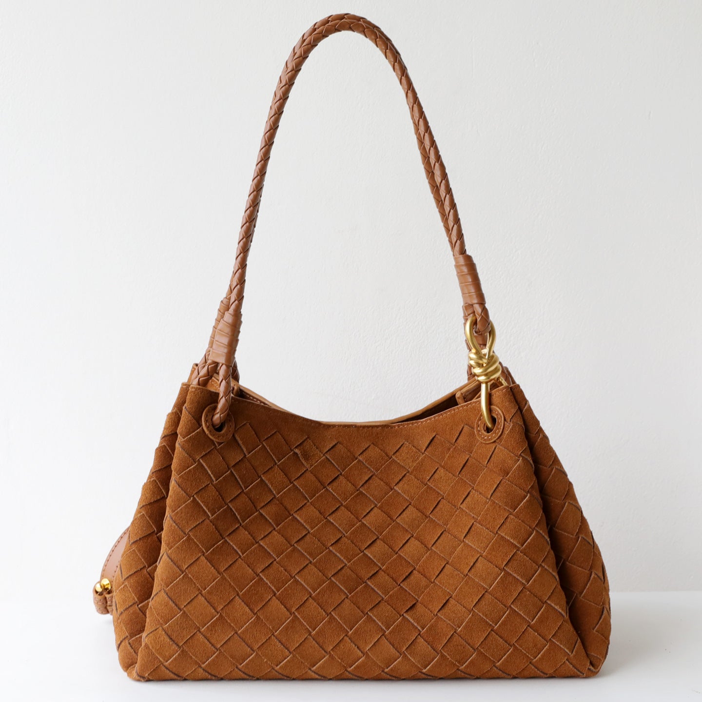 Woven Frosted Cowhide Bucket Bag for Women Fall Winter Commuter Shoulder Crossbody Handbag, Genuine Leather Purse with Soft Matte Texture