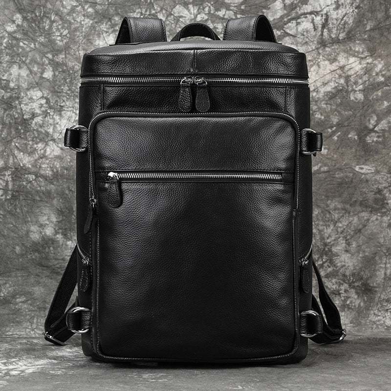Fashionable Top Layer Cowhide Large Capacity Backpack, Student School Laptop Daypack, Premium Genuine Leather Bag for Men