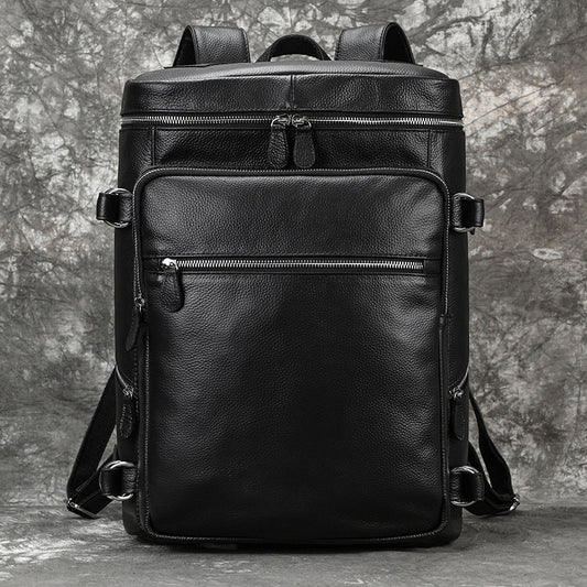 Fashionable Top Layer Cowhide Large Capacity Backpack, Student School Laptop Daypack, Premium Genuine Leather Bag for Men