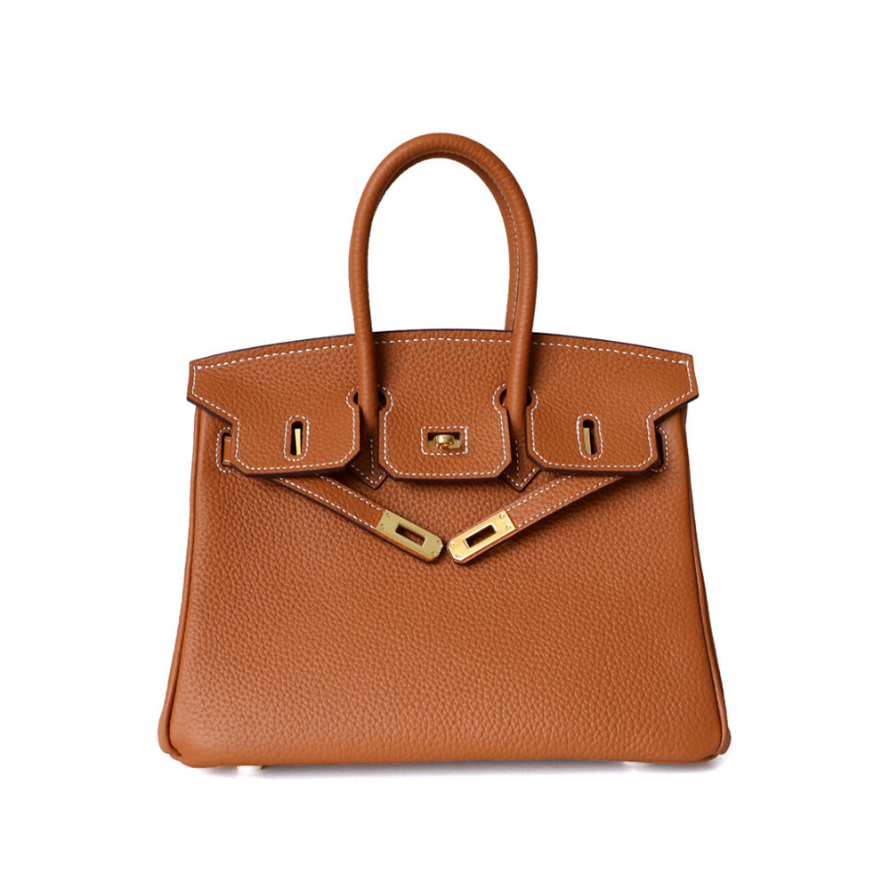 Premium Pebbled Leather Birkin-Inspired Tote Bag for Women, Genuine Leather Shoulder Crossbody Top-Handle Handbag with Spacious Design, Everyday Purse