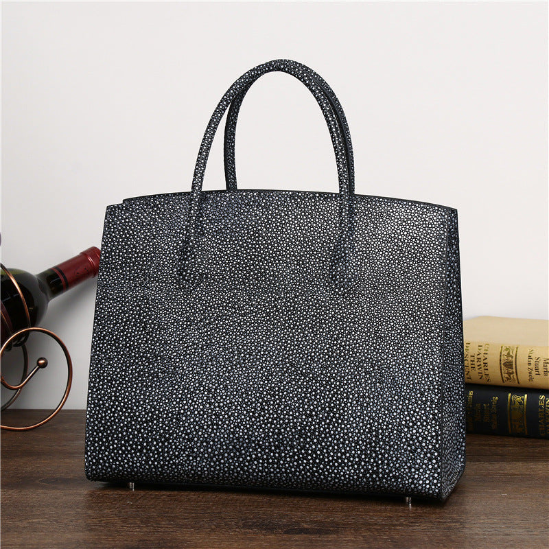 New Arrival Rhinestone Buckle Genuine Leather Birkin-Inspired Bag for Women, Starlight Crystal Pearl-Effect Crossbody Shoulder Handbag Perfect for Banquets & Special Occasions
