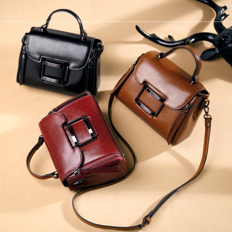 Genuine Leather Vintage Top Handle Handbag for Women, New Fashionable Shoulder Crossbody Purse, Trendy Bag for Ladies