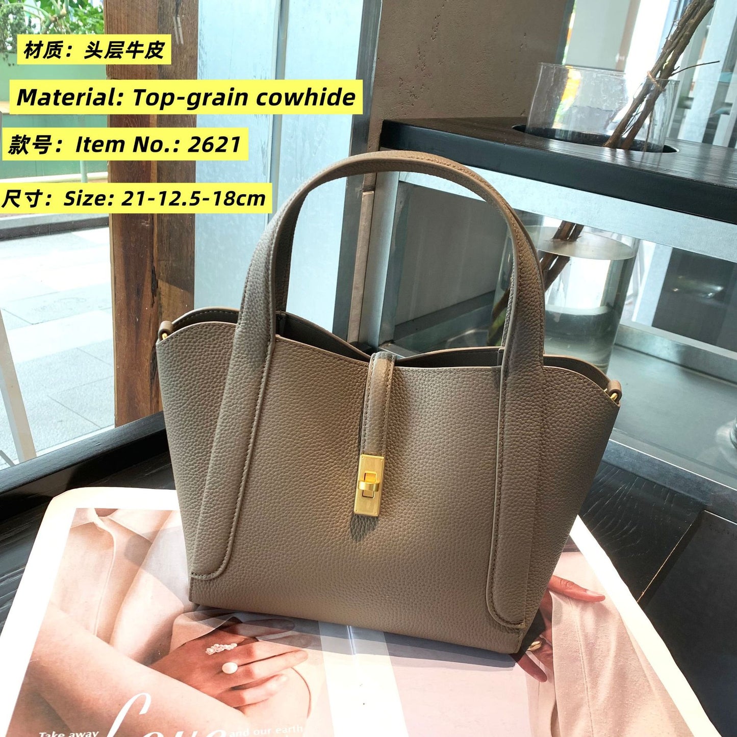Genuine Top Layer Cowhide Basket Bucket Bag for Women, New Large Capacity Top Handle Crossbody Purse, Versatile Everyday Handbag for Ladies