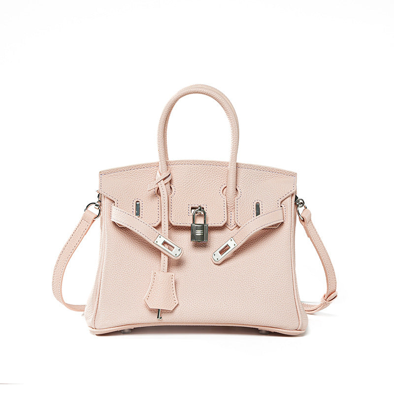 Premium Top-Layer Cowhide Leather Tote Bag for Women, Textured Grain Finish with Spacious Large Capacity, Unique Boutique Handbag with Turn-Lock Closure