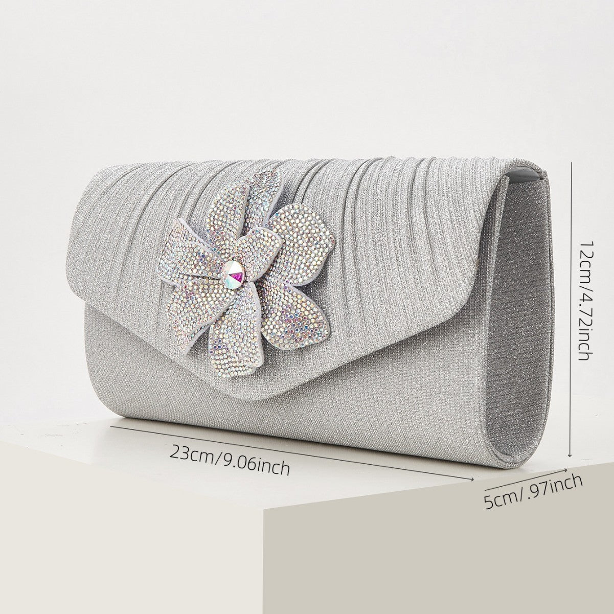 Rhinestone Floral Chain Clutch for Women, Sparkly Evening Handbag, Elegant Formal Banquet Party Purse with Premium Feel for Ladies