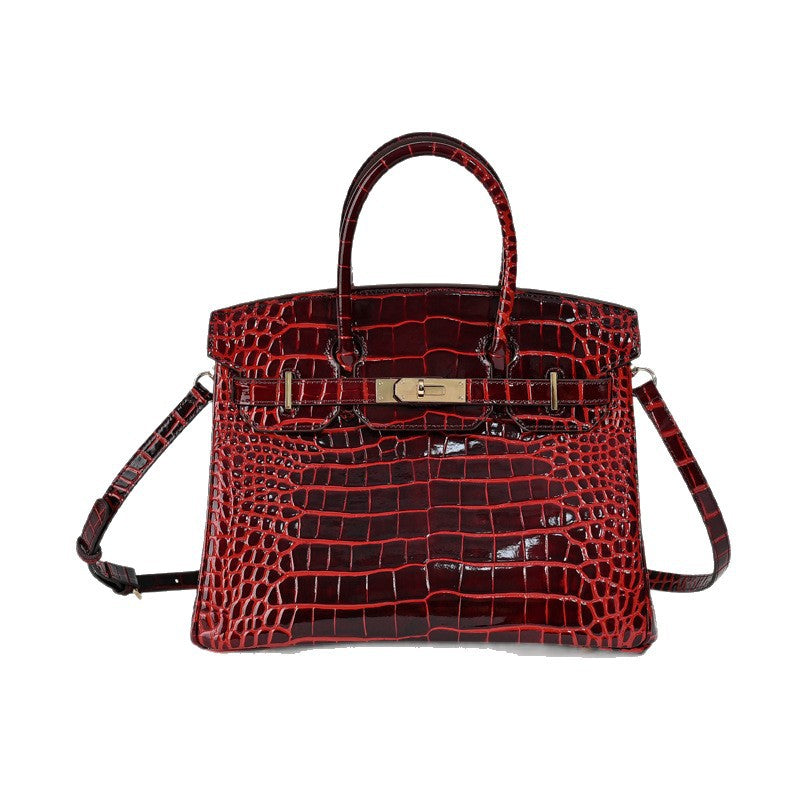Premium Croc-Embossed Birkin-Inspired Tote Bag for Women, Genuine Leather with Spacious Large Capacity, Versatile Top-Handle Handbag for Everyday Elegance