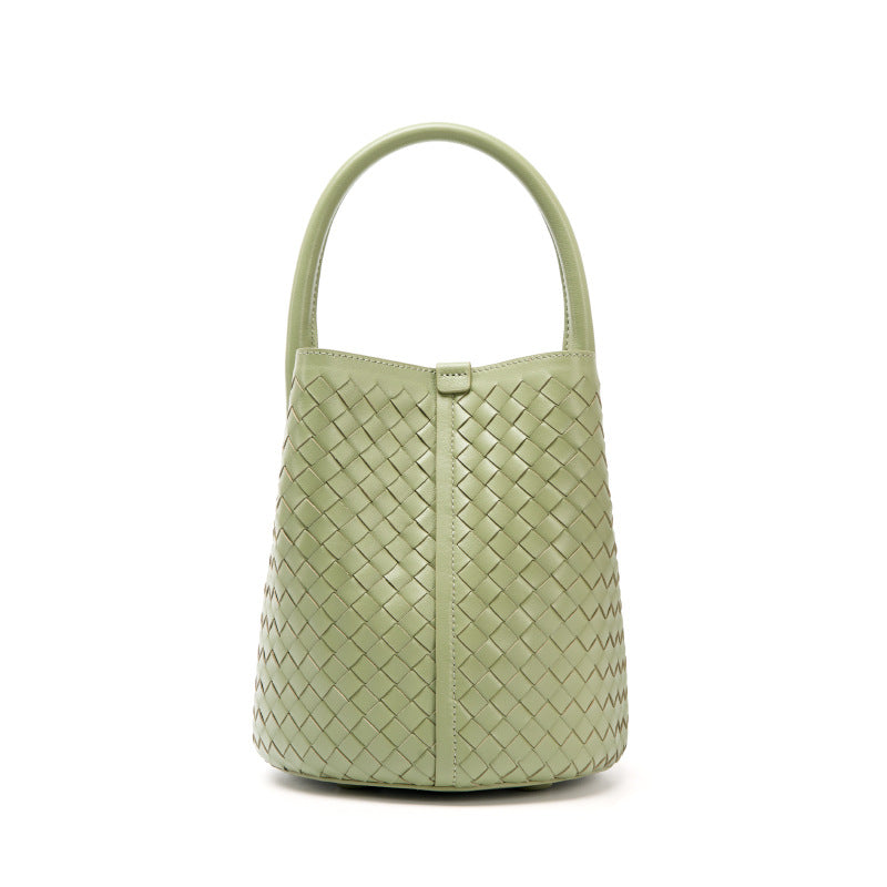 Handwoven Solid Color Mother-Child Bucket Bag, Trendy Casual Shoulder Crossbody Purse, Versatile Handbag for Women