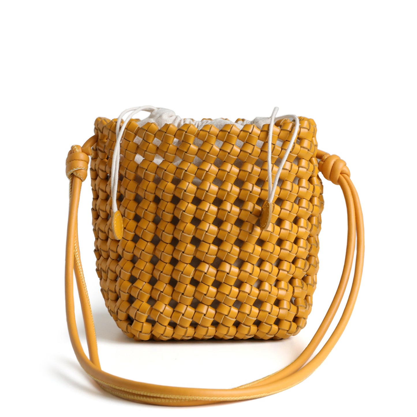 Top Layer Cowhide Handwoven Mini Bucket Bag for Women Exquisite Crossbody Small Bag, Niche Craftsmanship Purse with Versatile Style