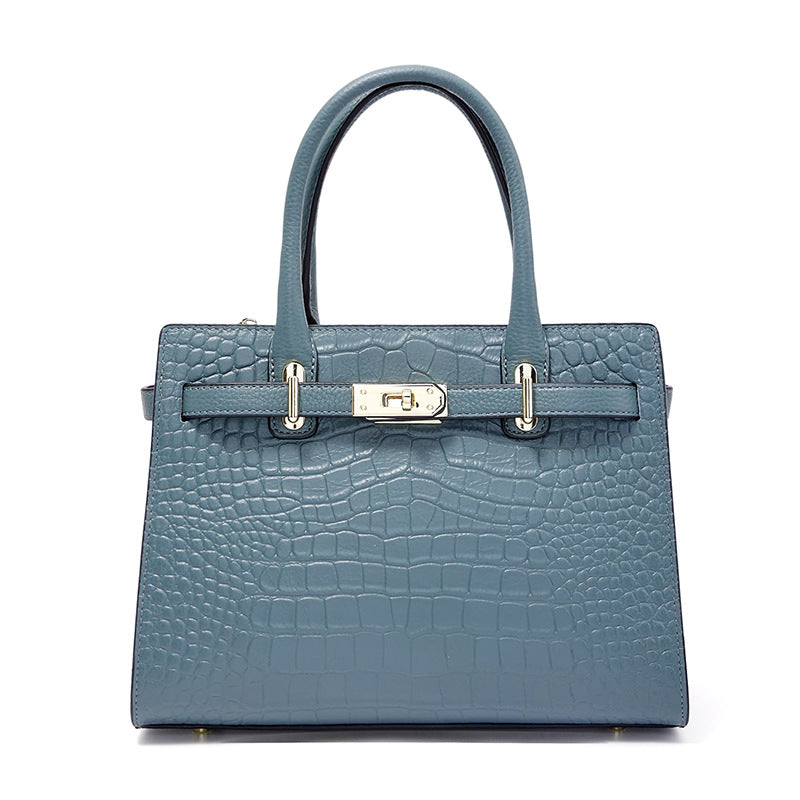 New French Style Croc-Effect Light Luxury Tote Bag for Women, Birkin & Kelly-Inspired Versatile Commuter Handbag with Elegant Everyday Design
