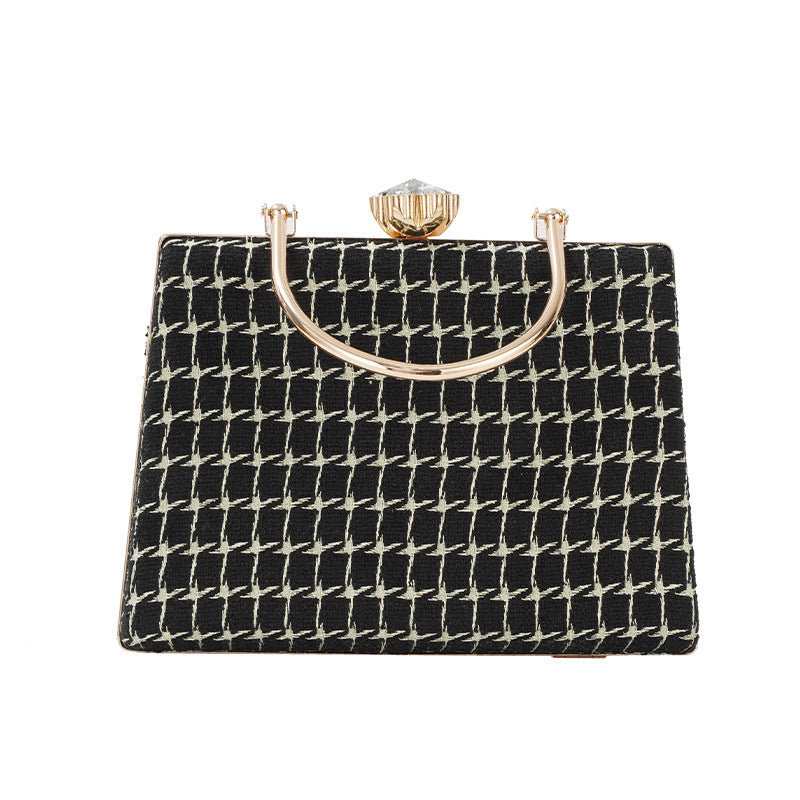 Elegant Winter Tweed Chanel-Style Evening Bag for Women, A Premium Top-Handle Banquet Handbag with Classic Versatile Design, Perfect for Special Occasions